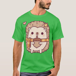 T-shirt Cute Little Hérisson Tenant Un Acorn Automne