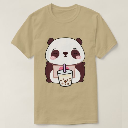 T-shirt Cute Little Panda aime Boba (Design devant)