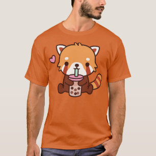 T-shirt Cute Little Red Panda Aime Le Thé Bubble