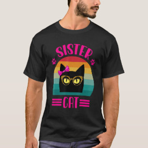 T-shirt Cute Little Sister Cat With Leopard Glasses Retro