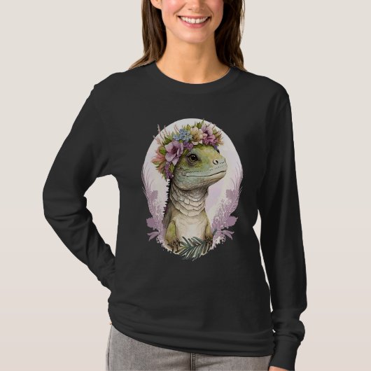 T-shirt Cute Lizard Flower Crown Lizard (Devant)