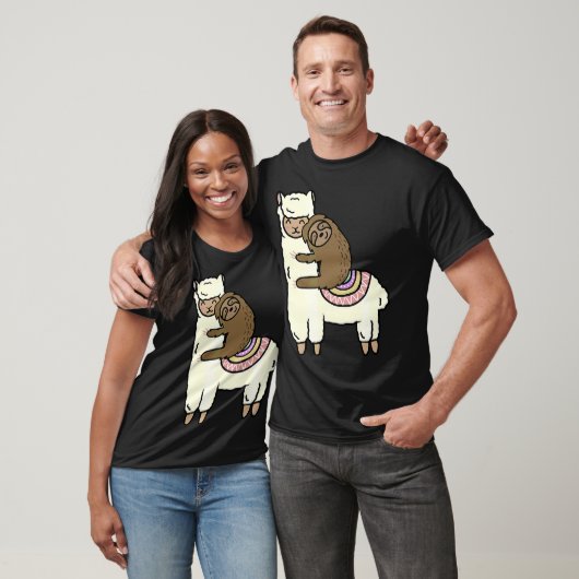 T-shirt Cute Llama Alpaca Avec Sloth Best Friends (Unisexe)
