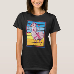 T-shirt Cute Llama Alpaca Romantique Vintage Retro pour An