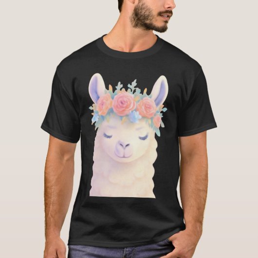 T-shirt Cute Llama avec design pastel de la Couronne aux f (Devant)