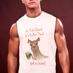 T-shirt Cute Llama Cartoon No Prob Llama C'est le café
