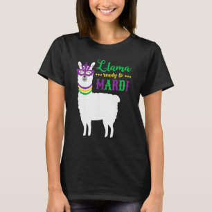 T-shirt Cute Llama Prêt À Mardi Gras Party Mask Beads Me