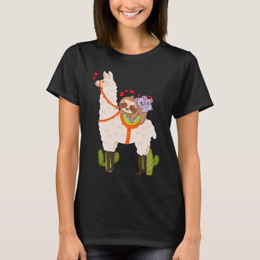 T-shirt Cute Llama Sloth Koala Valentines Day Mothers Day (Devant)