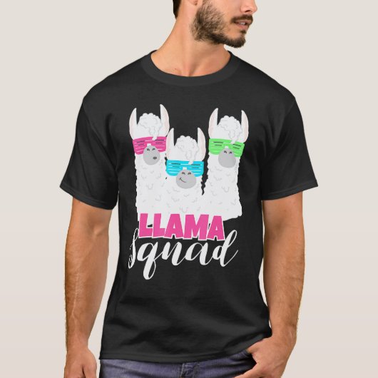 T-shirt Cute Llama Squad Rétro Style 80s (Devant)