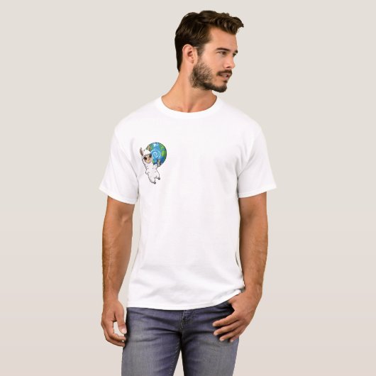 T-shirt Cute Llama Taking Selfie with Planet Earth (Devant entier)