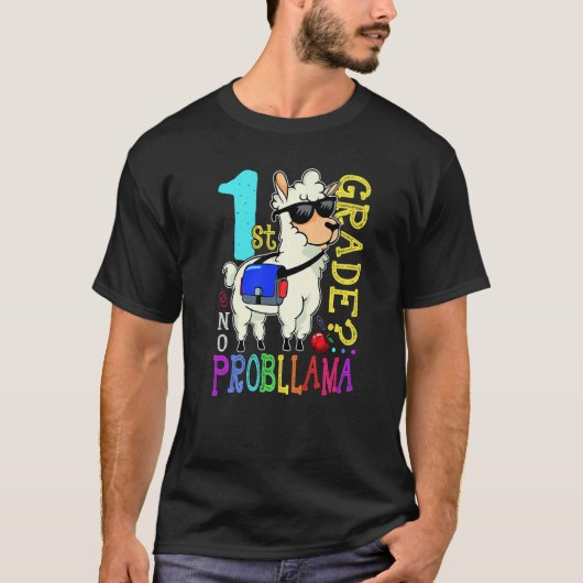 T-shirt Cute Llama Team 1st Grade Back To School No Probll (Devant)