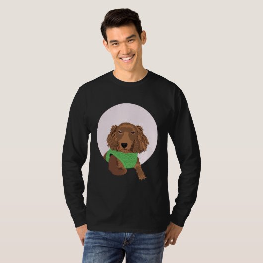 T-shirt Cute Long Haired Dachshund (Devant entier)