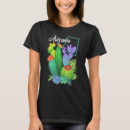 T-shirt Cute Love Arizona Blooming Cactus Flowers (Devant)