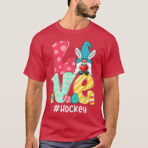 T-shirt Cute Love Bunny Gnome Hockey Oeufs Chasse Pâques D
