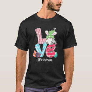 T-shirt Cute LOVE Bunny Gnome Motocross Oeufs Chasse Easte