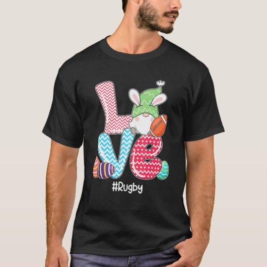 T-shirt Cute Love Bunny Gnome Rugby (Devant)