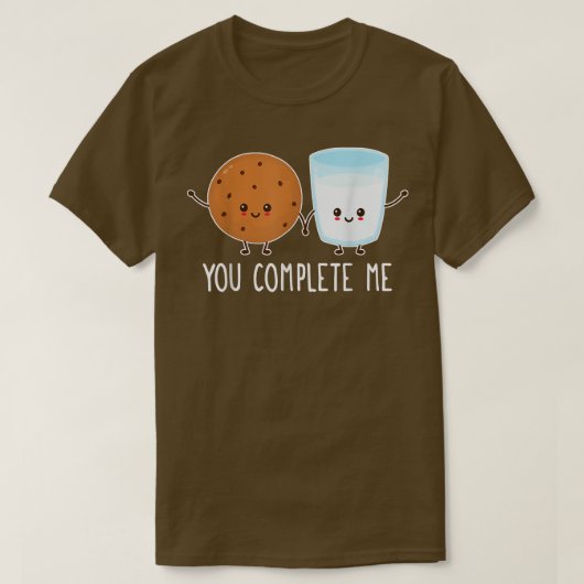 T-shirt Cute Love Cookie And Milk You Complete Me Valentin (Design devant)