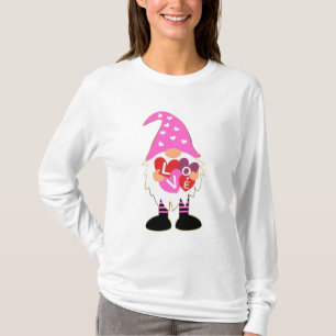 T-shirt Cute LOVE Pink Heart Valentine Gnome