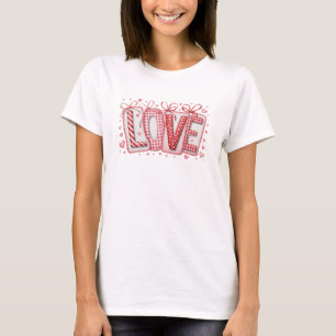 T-shirt Cute Love Typographie Rouge et Blanche Saint-Valen