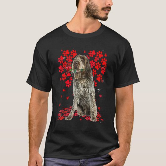 T-shirt Cute Love Wirehaired Pointing Griffon Dog Valentin (Devant)