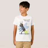 T-shirt Cute luciole grands yeux Bleu ailes Jaune clair (Devant entier)