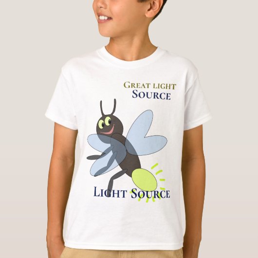 T-shirt Cute luciole grands yeux Bleu ailes Jaune clair (Devant)