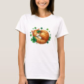 T-shirt Cute Lucky Chat avec Shamrock - St Patrick's Day (Devant)