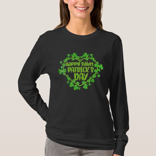 T-shirt Cute Lucky Heart Shamrock Happy St Patricks Day Fa (Devant)