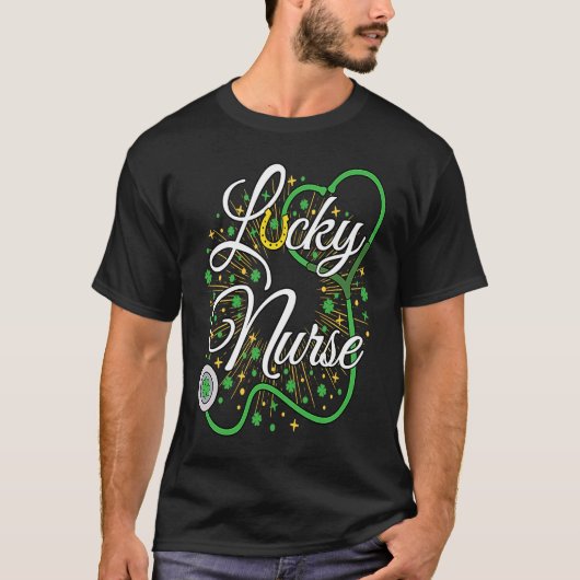 T-shirt Cute Lucky Nurse St Patricks Day Shamrock Irish Nu (Devant)