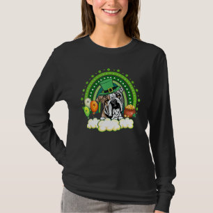 T-shirt Cute Lucky Rainbow Anglais Bulldog Shamrock St Pat