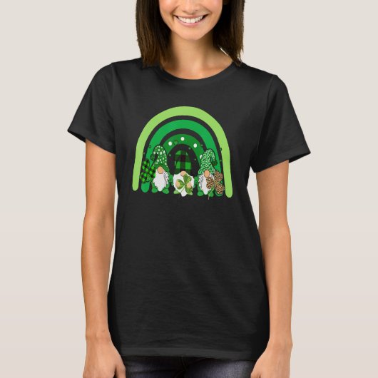 T-shirt Cute Lucky Rainbow Gnome Happy St Patricks Day Fam (Devant)