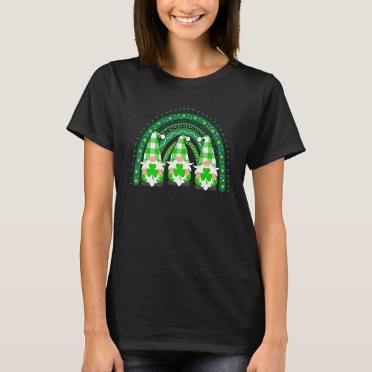 T-shirt Cute Lucky Rainbow Gnome Happy St Patricks Day Fam (Devant)