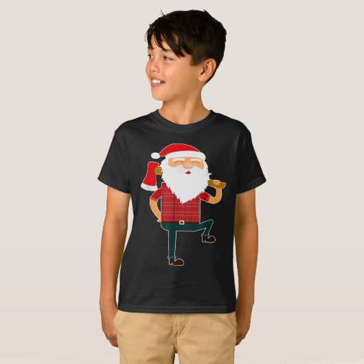 T-shirt Cute Lumberjack Santa Funny Ugly Christmas Axe Hat (Devant entier)