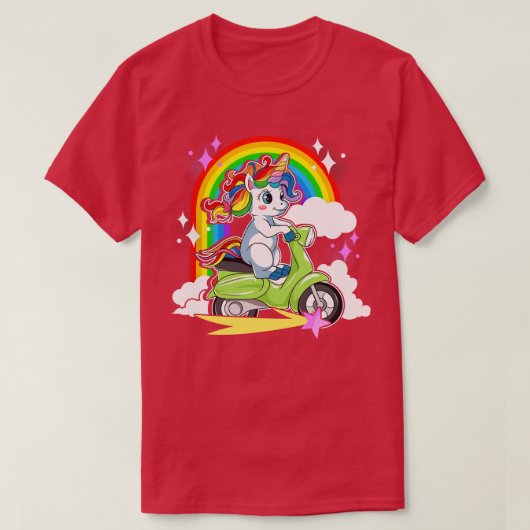 T-shirt Cute Magique Unicorn équitation Scooter (Design devant)