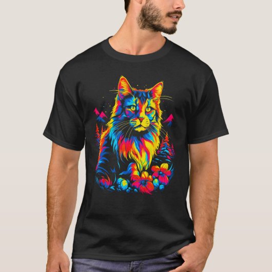 T-shirt Cute Maine Coon Cat (Devant)
