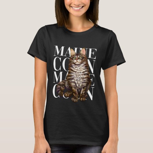 T-shirt Cute Maine Coon Cat (Devant)