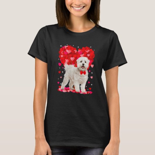 T-shirt Cute Maltese Dog Valentines Day Heart Puppy Lover (Devant)