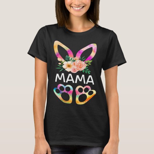 T-shirt Cute Mama Bunny Tie Dye Print Family Easter Day M (Devant)