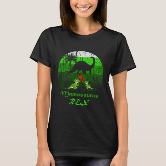 T-shirt Cute Mamasaurus Rex Deux enfants Dinosaure Moms (Devant)