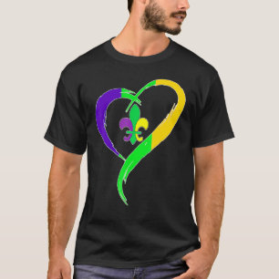T-shirt Cute Mardi Gras Coeur Amusant Fleur-De-Lis Mardi G
