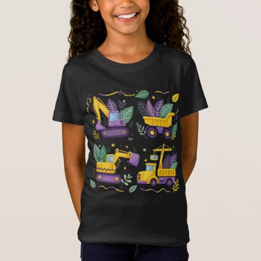 T-Shirt Cute Mardi Gras Enfants Construction Camion Garçon (Devant)