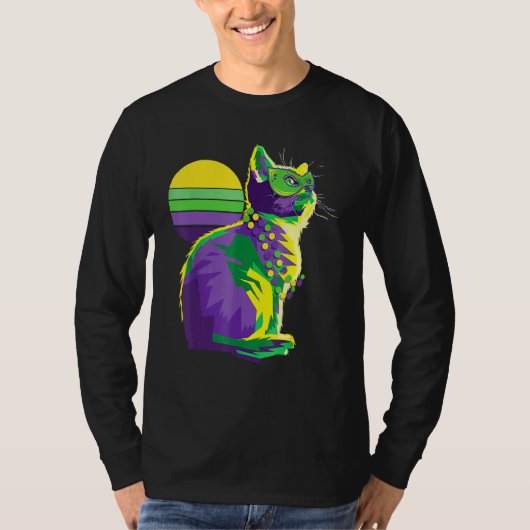 T-shirt Cute Mardi Gras Kitten Propriétaire de Chat New Or (Devant)