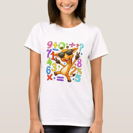 T-shirt Cute Maths Fox Numbers T Shirt for Kids (Devant)