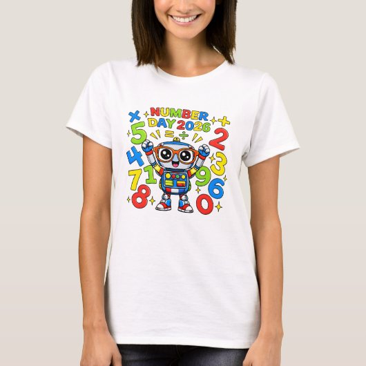T-shirt Cute Maths Numbers Robot Calculator T Shirt Kids!! (Devant)