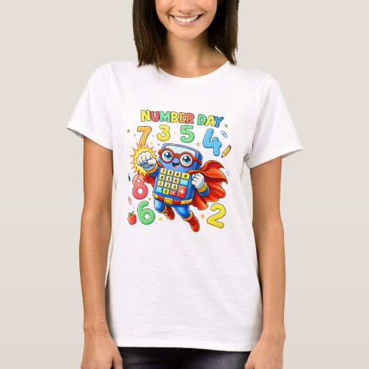 T-shirt Cute Maths Numbers Superhero Robot T Shirt KidsUK (Devant)
