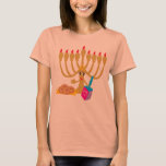 T-shirt Cute Menorah & Dreidel<br><div class="desc">Jolie robe T-Shirt pour une fête Hanoukka, avec mignonne Menorah & Dreidel Design</div>