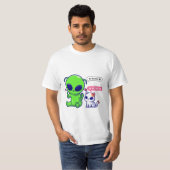 T-SHIRT CUTE MEOW CAT AVEC ALIEN (Devant entier)