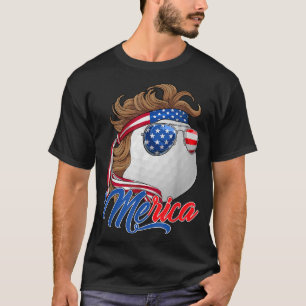 T-shirt Cute Merica Golf Ball USA Drapeau Lunettes de sole