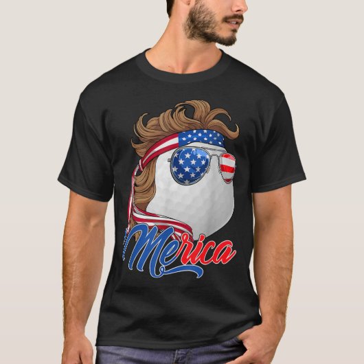T-shirt Cute Merica Golf Ball USA Drapeau Lunettes de sole (Devant)