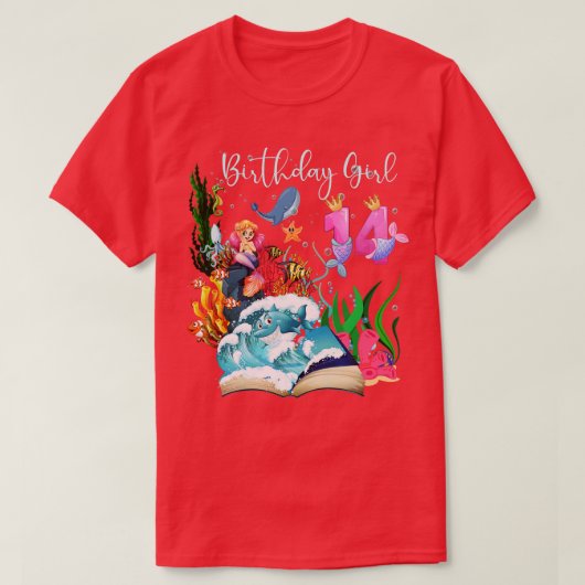 T-shirt Cute Mermaid 14e anniversaire fille (Design devant)