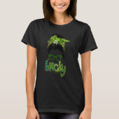 T-shirt Cute Messy Bun Leopard Plaid St Patrick's Day One (Devant)